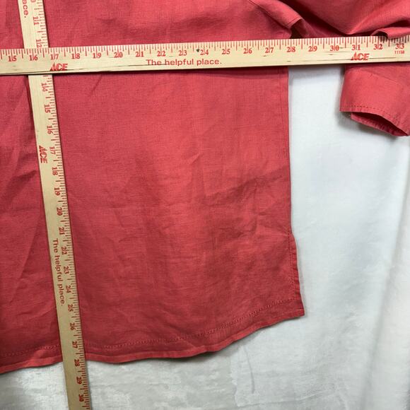 Edward Woman 2X Plus Pink Irish Linen Buttoned Shirt Summer Resort Breezy Beach - Picture 8 of 10